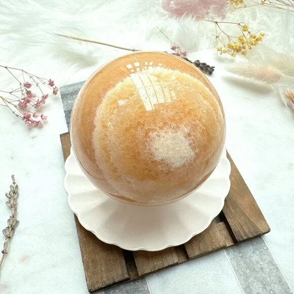 Gorgeous Banded Orange Calcite Sphere - Picture 7 of 8